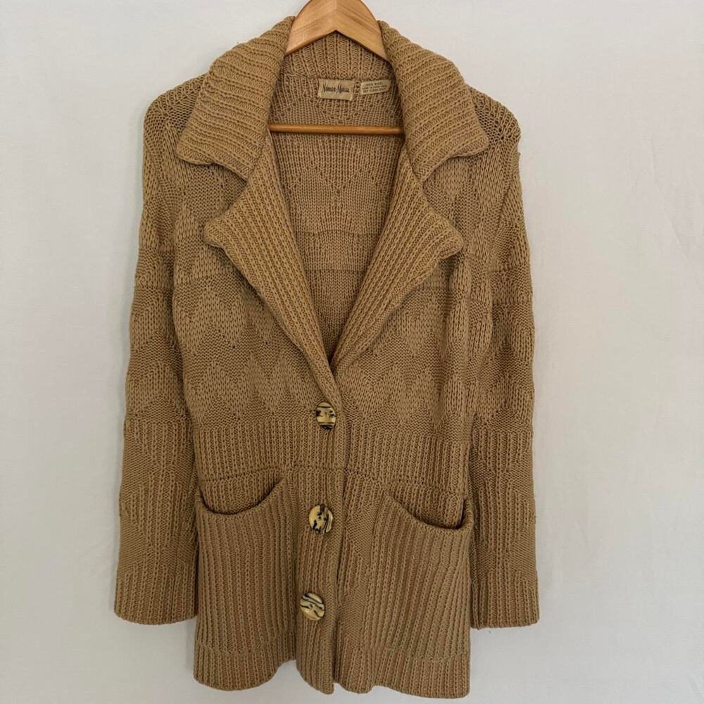 Vintage 1970s Neiman Marcus Men’s Wool Shawl Collar Cardigan Small